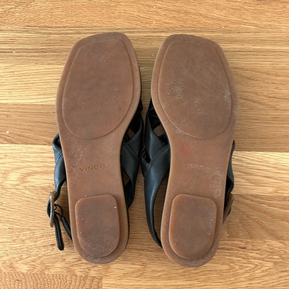 Vince Women’s Rexx Black Leather Sandals Size 8.5 Fisherman - Picture 7 of 8